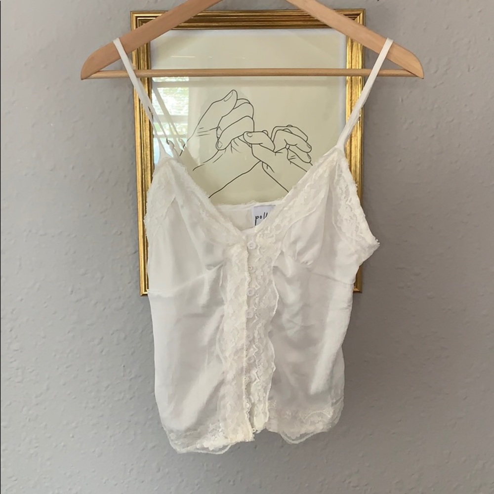 Lace silk white tank